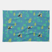 トゥカンブルーとグリーン熱帯雨林 キッチンタオル (横)