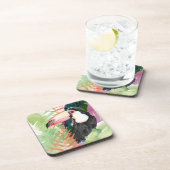 トゥカンポートレートとトロピカル葉 コースター (右側)