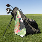 トゥカンポートレートとトロピカル葉 ゴルフタオル (グリーン)