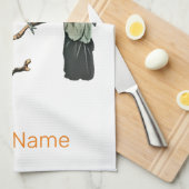 トゥカンポートレート動物熱帯鳥デザイン キッチンタオル (四つ折り)