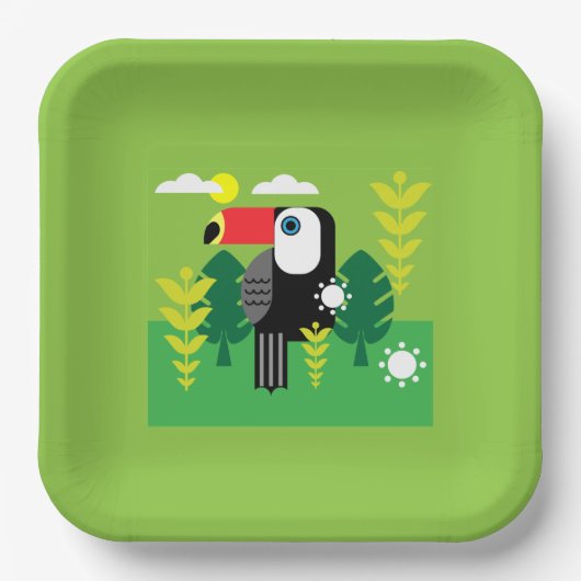 トゥカン熱帯鳥 ペーパープレート (正面)