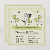 トゥガー（グリーン）ポストズブ結婚ランチ招待状 招待状 (正面/裏面)