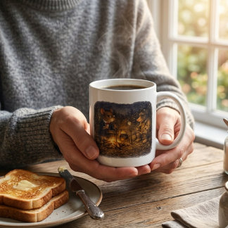 トゥクス＆トゥイッチのキャンプファイヤーの夜 コーヒーマグカップ
