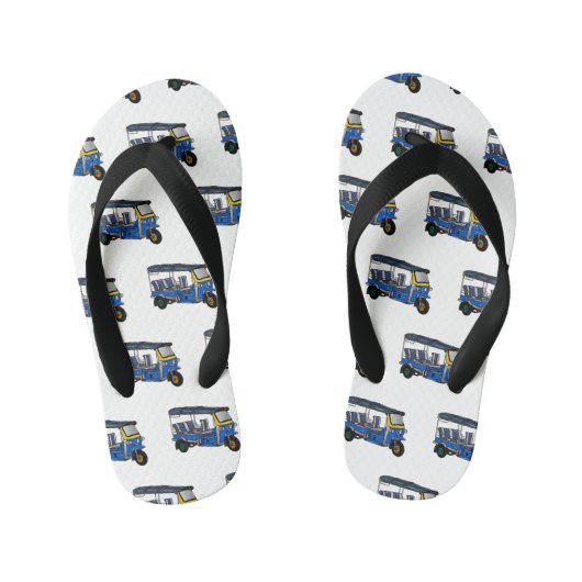 トゥクトゥク漫画イラストレーション キッズビーチサンダル (フットベッド)