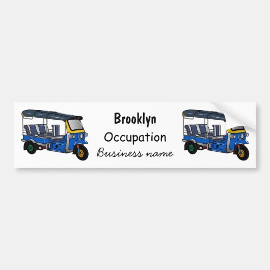 トゥクトゥク漫画イラストレーション バンパーステッカー (正面)