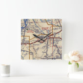 トゥクンカーリニューメキシコヴィンテージの地図 スクエア壁時計 (ホーム)