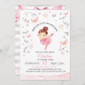 トゥスアンドトゥイルズバレリーナ誕生日招待状 招待状 (正面/裏面)
