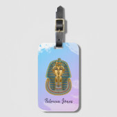 トゥタンカームンのマスクイラストレーション付き荷物タグ。 ラゲッジタグ (正面縦)