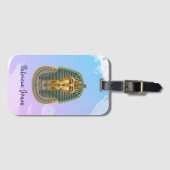 トゥタンカームンのマスクイラストレーション付き荷物タグ。 ラゲッジタグ (正面横)