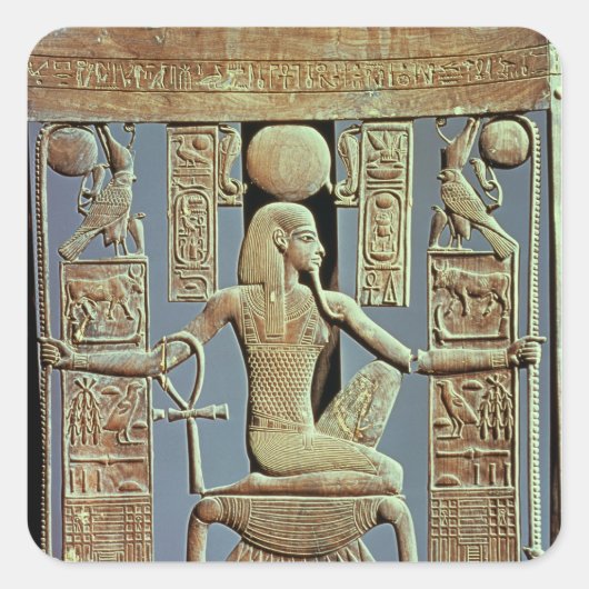 トゥタンカームンの墓から椅子の背 スクエアシール (正面)