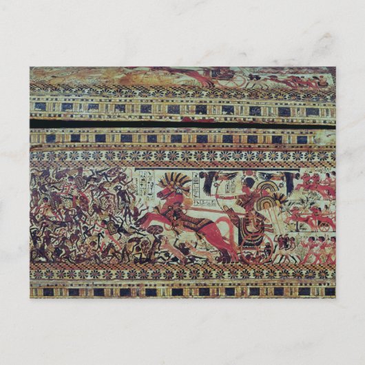 トゥタンカームンはアフリカ人を攻撃する戦車に乗った ポストカード (正面)