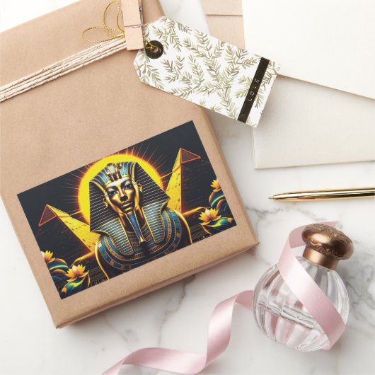 トゥタンカームン&ピラミッド | 古代エジプトユニーク人 長方形シール (ギフト)