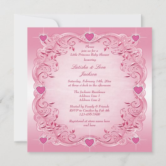 トゥチュカワイエスニックプリンセスラブハートベビーシャワー 招待状 (裏面)