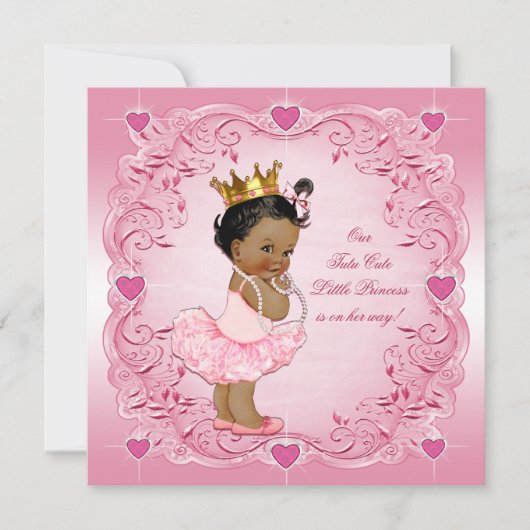 トゥチュカワイエスニックプリンセスラブハートベビーシャワー 招待状 (正面)