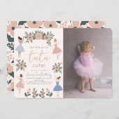 トゥチュカワイバレリーナフローラガール写真2nd誕生日 招待状 (正面/裏面)