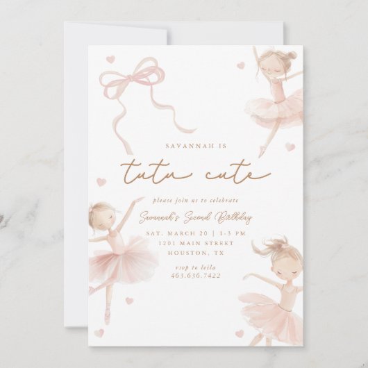 トゥチュキュートガールズセカンドバレリーナ誕生日 招待状 (正面)
