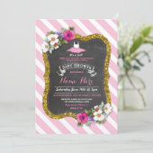 トゥチュキュートガールバラピンクバレエ赤ちゃんシャワー招待状 招待状 (スタンド正面)