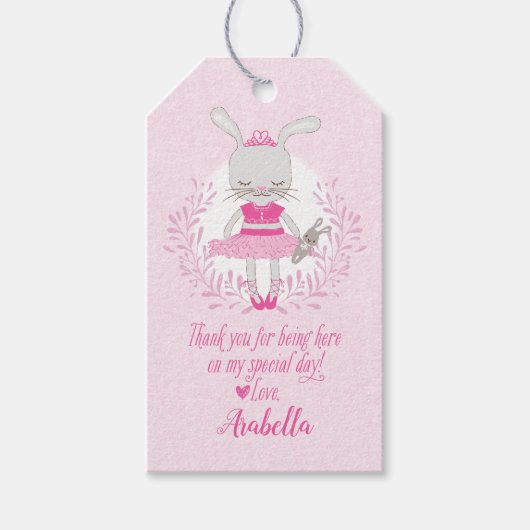 トゥチュキュートバニーありがとうパーティー好意ラベル ギフトタグ (正面)
