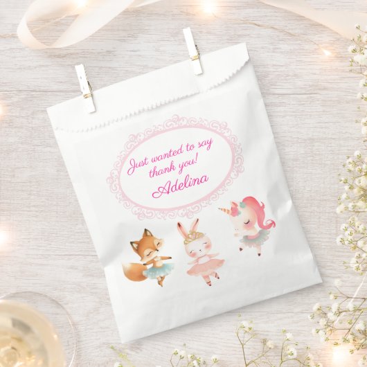 トゥチュキュートバレリーナバレエ動物誕生日パーティー フェイバーバッグ (クリップ留めされた状態)