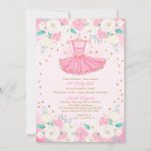 トゥチュバレリナドレスグリッターベビーシャワー 招待状 (正面)