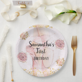 トゥチュバレリーナをテーマにした最初の誕生日紙プレート ペーパープレート