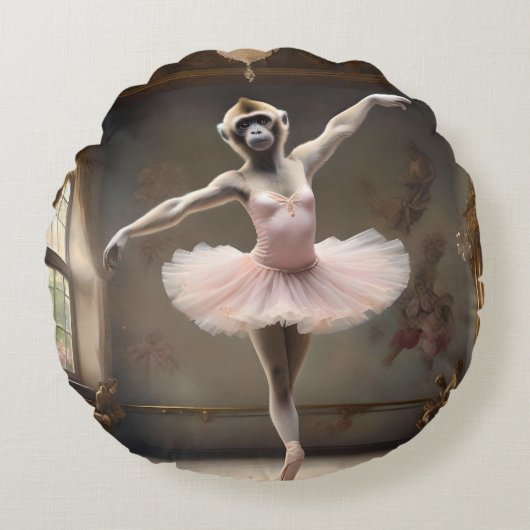 「トゥチュリフィック！ギボンの優雅なピルエット» ラウンドクッション (正面)