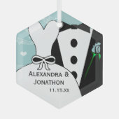 トゥックス&ガウン結婚ズ初めてのクリスマスオーナメント ガラスオーナメント (正面)