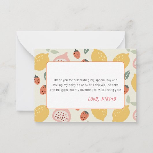 トゥッティカラフルフルーツフルーツ2nd誕生日ありがとう ノートカード (裏面)