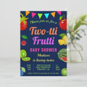 トゥッティカラフルフルーティツインズベビーシャワー招待状 招待状 (スタンド正面)