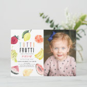 トゥッティフルッティの水彩フルーツ 2歳の誕生日写真 招待状 (スタンド正面)