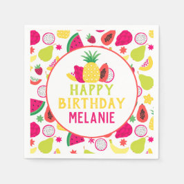 トゥッティフルッティトロピカルフルーツバースデーパーティー紙 スタンダードカクテルナプキン