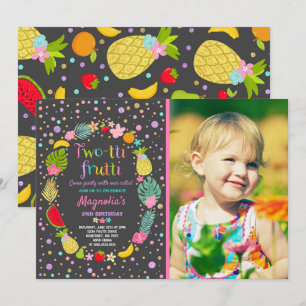 トゥッティフルッティパーティー招待状 2歳の誕生日パーティー 招待状