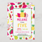 トゥッティフルーツトロピカルフルーツガールズ誕生日 招待状 (正面/裏面)