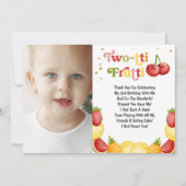 トゥッティフルーティおもしろいセカンドバースデーパーティー サンキューカード (正面)