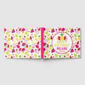 トゥッティフルーティおもしろい誕生日トロピカルフルーツパターン ゲストブック (全面)