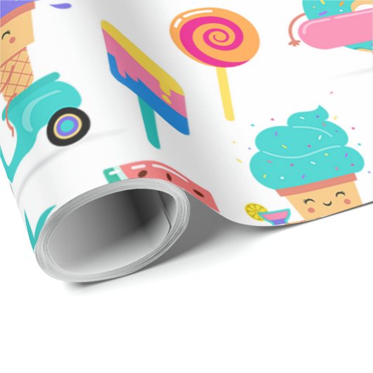 トゥッティフルーティサマーフルーツアイスクリームトリートパーティー ラッピングペーパー (ロールコーナー)