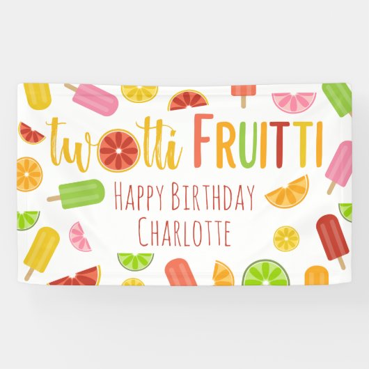 トゥッティフルーティシトラスアイスポップ・アートのセカンド誕生日 横断幕 (横)