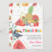 トゥッティフルーティトロピカルフルーツトゥカン誕生日 サンキューカード (正面/裏面)
