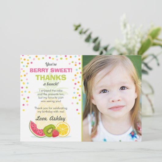 トゥッティフルーティパーティーフルーツバースデーサンキューカード 招待状 (スタンド正面)