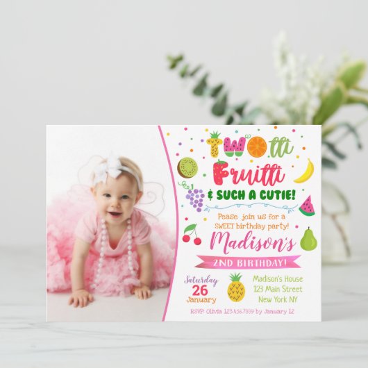 トゥッティフルーティ2nd誕生日パーティの招待状 招待状 (スタンド正面)