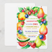トゥッティ・フルッティ・バースデー・パーティー・テンプレート 招待状 (正面/裏面)