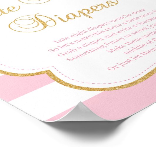 トゥットドレスベビーシャワー夜遅くのおむつサイン ポスター (角)