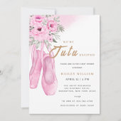 トゥツエレガントバレリーナバレエ少女ベビーシャワー 招待状 (正面)