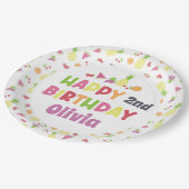 トゥティカラフルフルッティエージハッピーバースデー ペーパープレート (アングル)