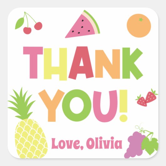 トゥティカラフルフロッティ写真誕生日ありがとう スクエアシール (正面)