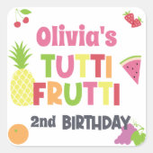 トゥティカラフルフロッティ誕生日パーティー任意の年齢 スクエアシール (正面)