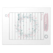 トゥデイズプランパステルピンク&グリーンフローラリース ノートパッド (正面)