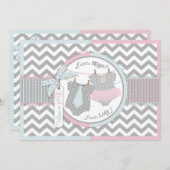 トゥトゥまたはタイの性別リビールパーティの招待状2 招待状 (正面/裏面)