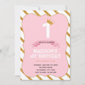 トゥトゥプリンセス1歳のピンクパーティの招待状 招待状 (正面)