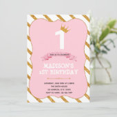 トゥトゥプリンセス1歳のピンクパーティの招待状 招待状 (スタンド正面)